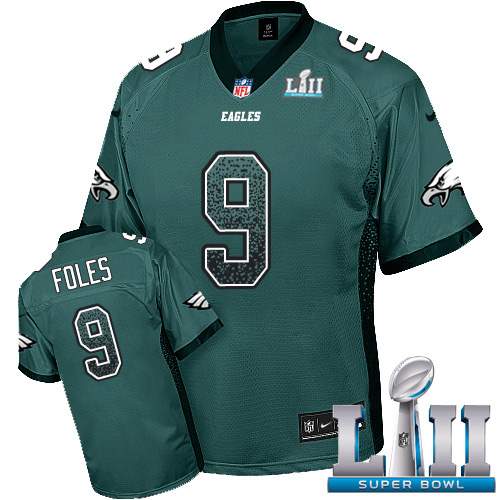 Nike Eagles #9 Nick Foles Midnight Green Team Color Super Bowl LII Men's Stitched NFL Elite Drift Fashion Jersey - Click Image to Close